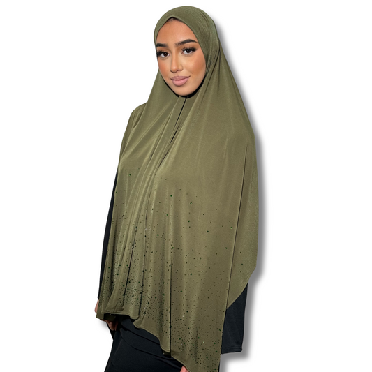 LIQUID JERSEY PREMIUM STRASS - KHAKI