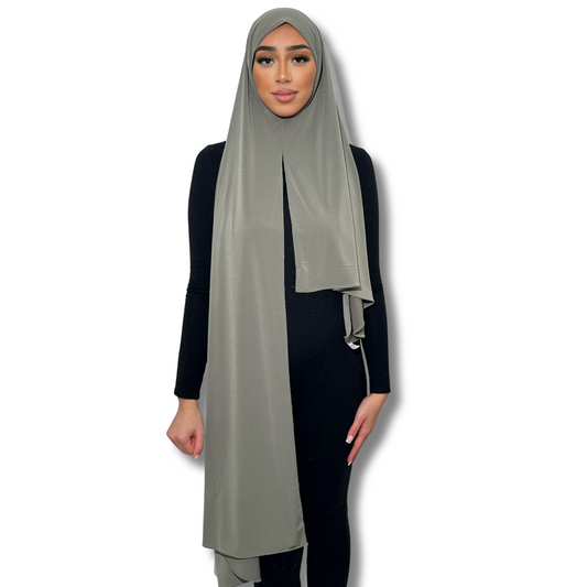 Premium breathable jersey pull-on hijab - KHAKI