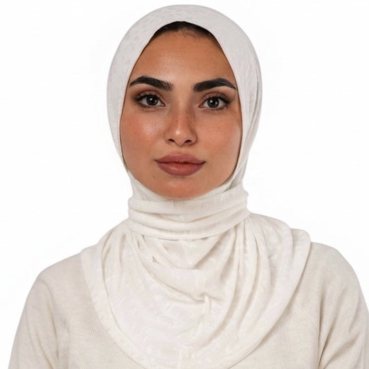 INSTANT HIJAB Jacquard Tiger- WHITE