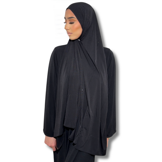 HIJAB JERSEY PREMIUM STRASS - BLACK