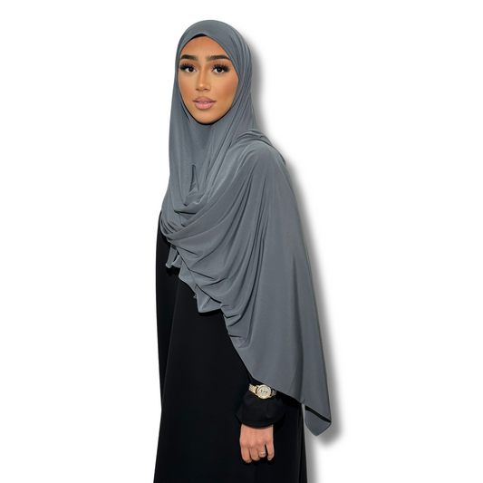 Premium breathable jersey pull-on hijab - GREY