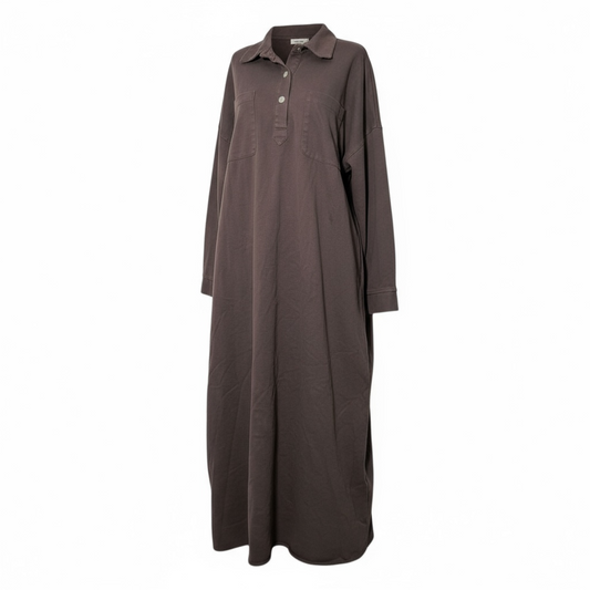 Oversized denim dress - BROWN