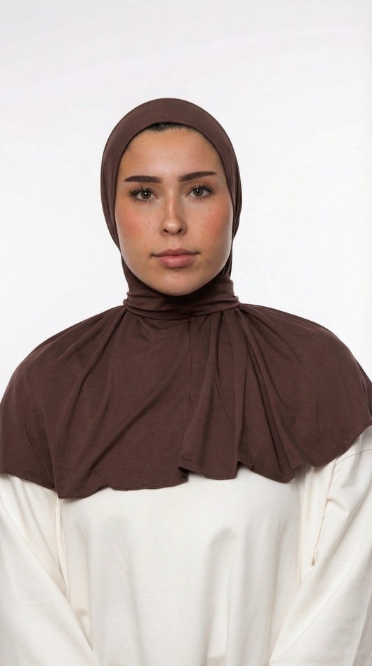 HIJAB INSTANTANÉ EN JERSEY BAMBOU LUXE - MARRON