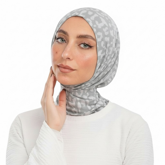INSTANT HIJAB Jacquard Tiger - GREY