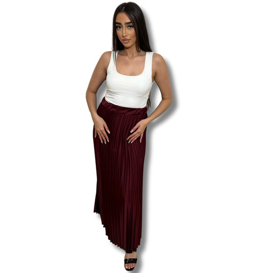 Pleated Skirt - BURGUNDY