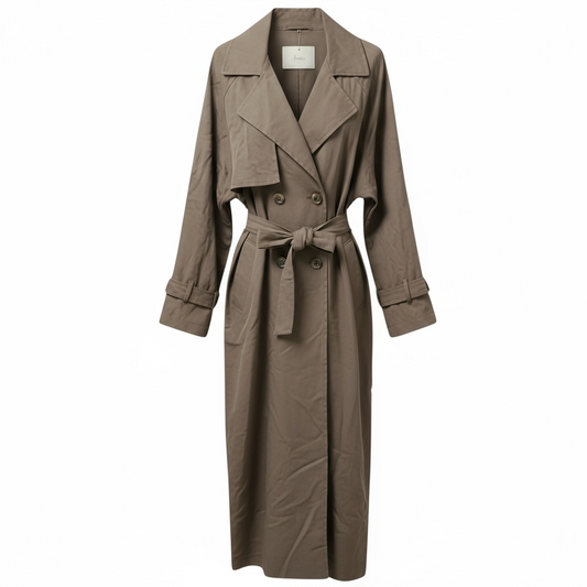 DENIM LONG TRENCH - TAUPE