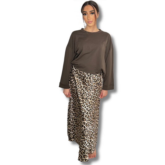 SATIN SKIRT - LEOPARD