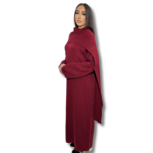 Long cape dress - BURGUNDY