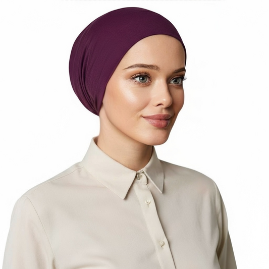 Cotton hijab cap - BURGUNDY