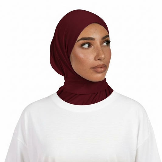 INSTANT HIJAB JERSEY PREMIUM LUXE - BURGUNDY