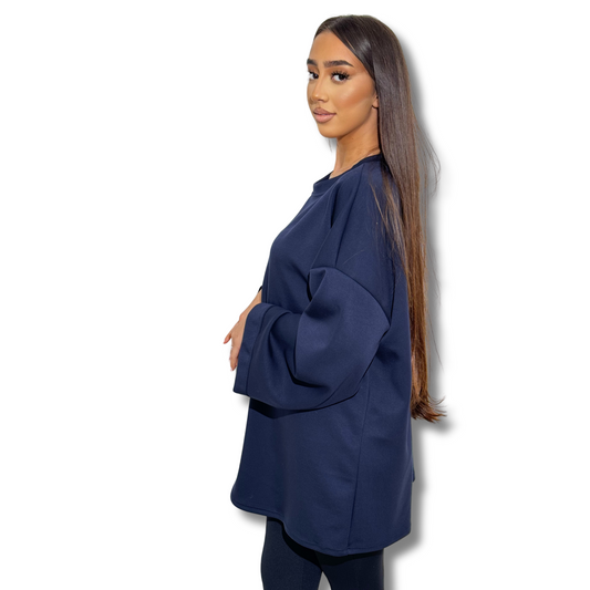 Thick, long-sleeved TEE shirt - BLUE NAVY