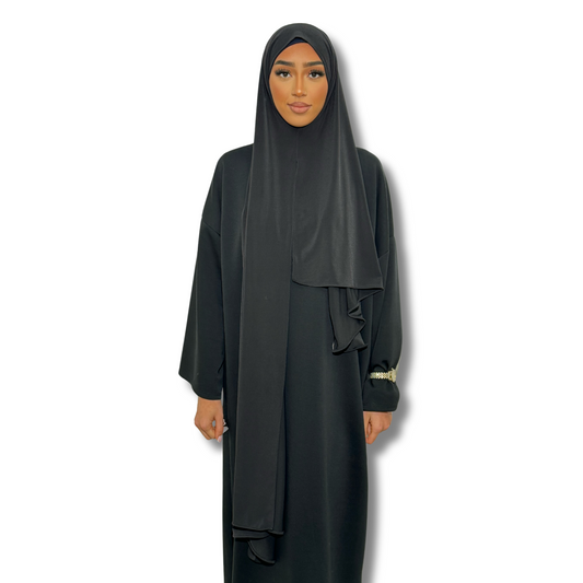 Premium breathable jersey pull-on hijab - BLACK