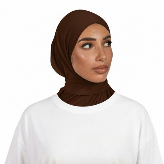 INSTANT HIJAB JERSEY PREMIUM LUXE - CHOCOLATE