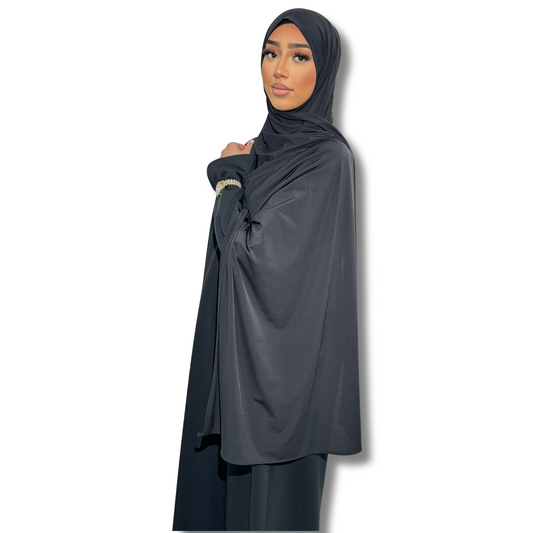 Premium breathable jersey pull-on hijab - BLACK