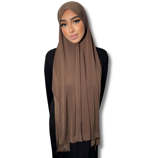 LIQUID JERSEY PREMIUM STRASS - TAUPE