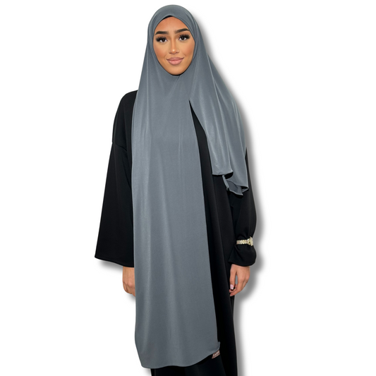 Premium breathable jersey pull-on hijab - GREY