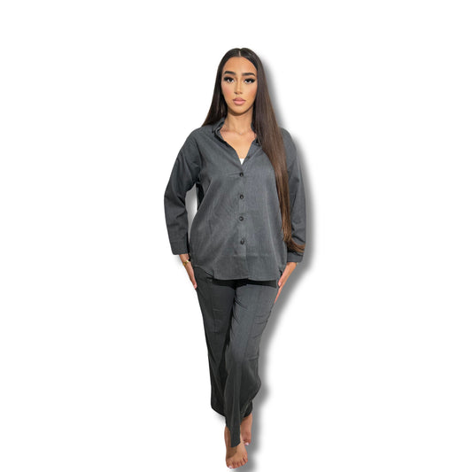 Set of trousers with darts + shirt - GREY