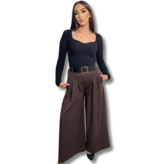 Oversized clip on trouser - BROWN