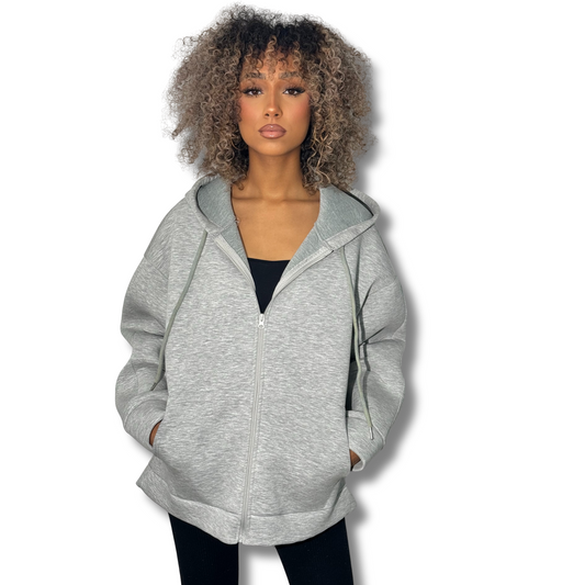 Neoprene-effect hoodie - GREY