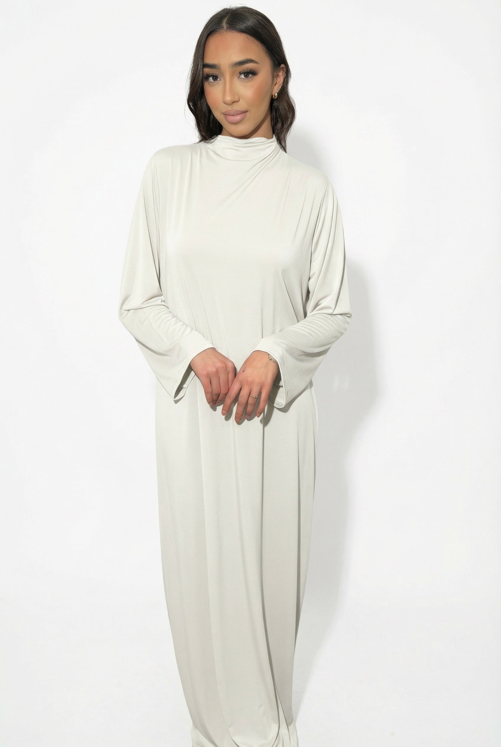 JERSEY PREMIUM DRESS- BEIGE – MODESTHIJABANDCO