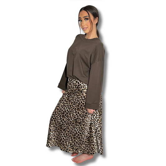 SATIN SKIRT - LEOPARD