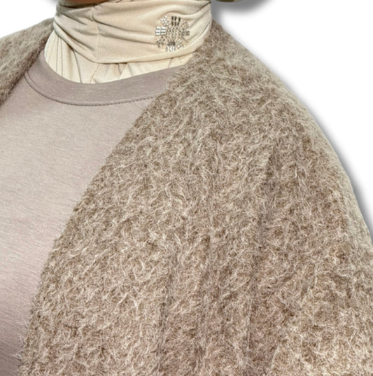 Long fluffy coat - TAUPE