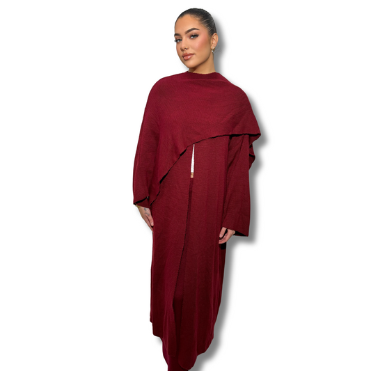 Long cape waistcoat - BURGUNDY