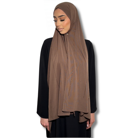 HIJAB JERSEY PREMIUM STRASS - MOCHA