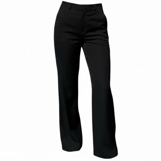 LONG HIGH-WAISTED SUIT TROUSERS - BLACK
