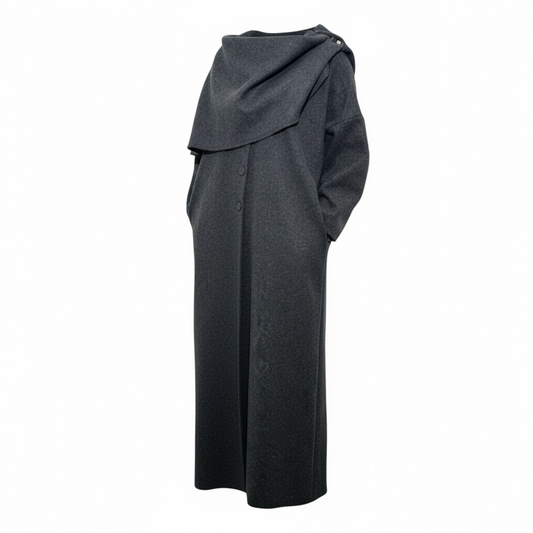 Long cape coat - BLACK