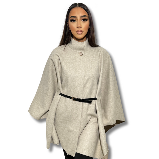 Belted cape - BEIGE