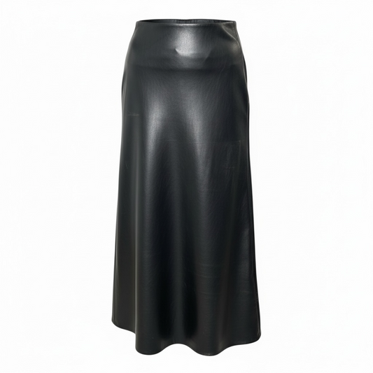 Long leather skirt - BLACK
