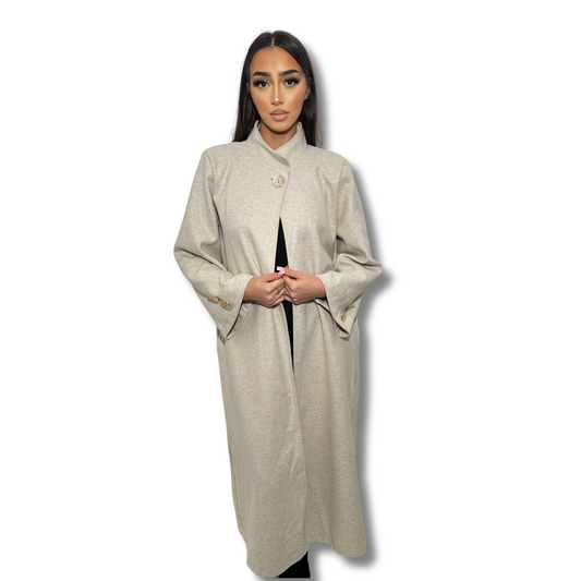 Long coat with high collar - BEIGE