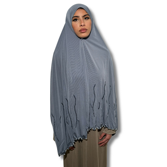 Strass beaded premium jersey hijab - GREY
