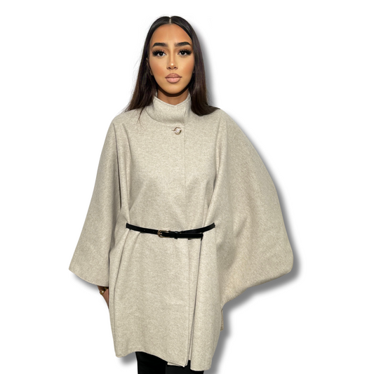 Belted cape - BEIGE