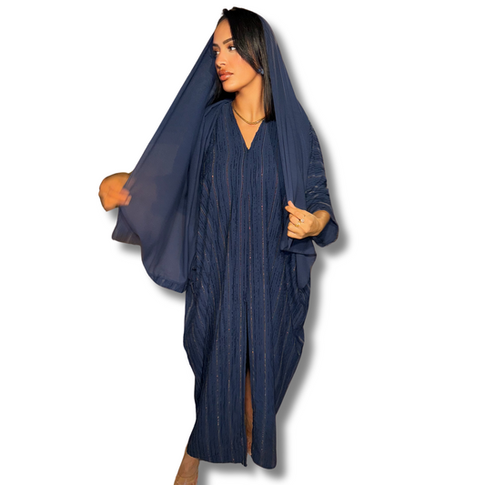 Prestige Elegance Abaya – With Matching Veil - BLUE NAVY