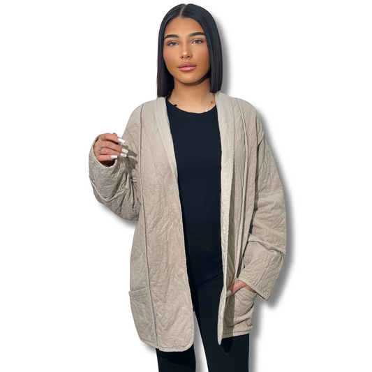 Oversized velvet jacket - BEIGE