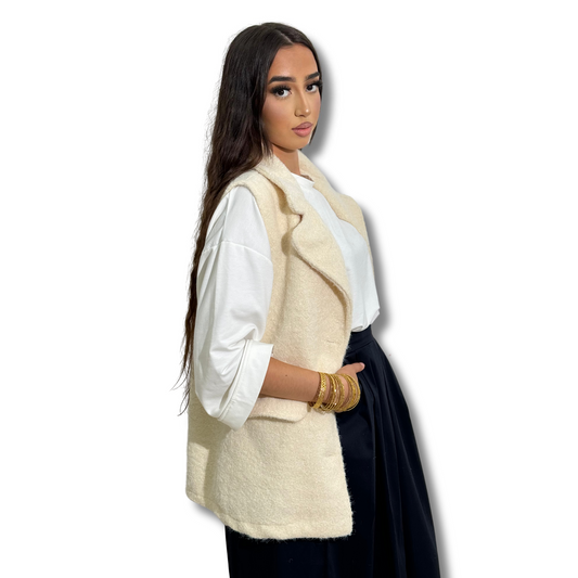 Comfy sleeveless jacket - CLEAR BEIGE