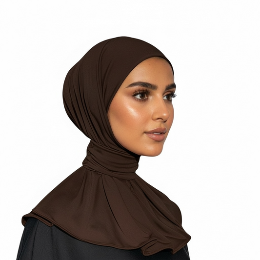 ADJUSTABLE INSTANT HIJAB-DARK BROWN