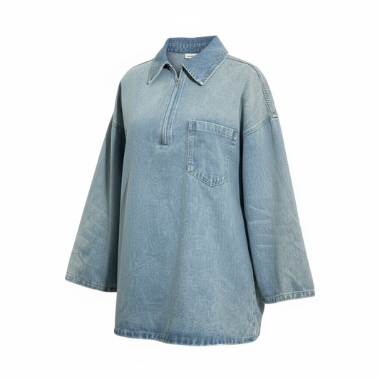 LONG DENIM ZIP SHIRT