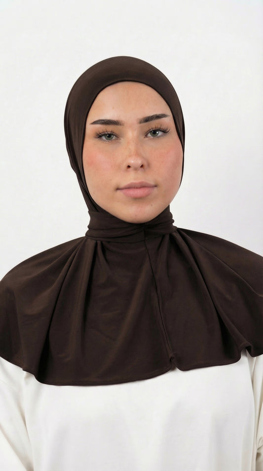 INSTANT HIJAB JERSEY PREMIUM LUXE - BROWN
