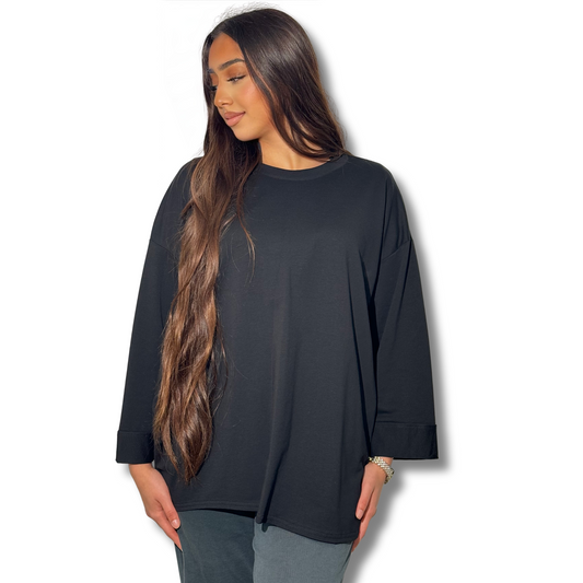 Long tee shirt - BLACK