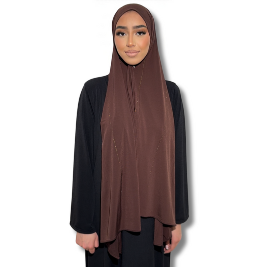 HIJAB JERSEY PREMIUM STRASS - BROWN