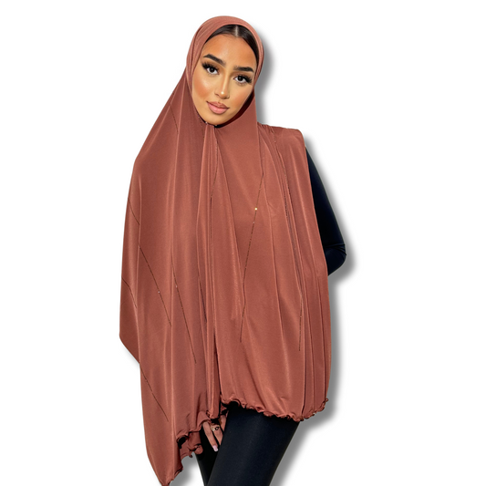 Hijab jersey premium strass - CHOCOLATE