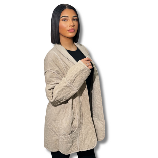 Oversized velvet jacket - BEIGE