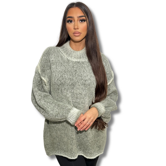 FADED WOLLEN JUMPER - KHAKI