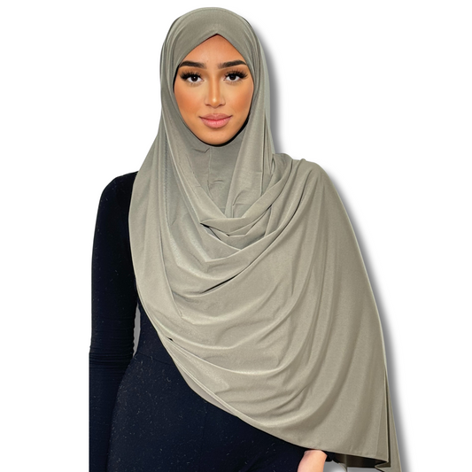 Premium breathable jersey pull-on hijab - KHAKI