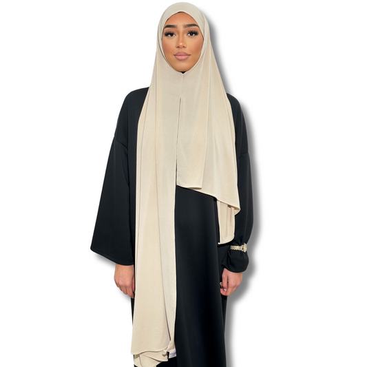 Premium breathable jersey pull-on hijab - BEIGE
