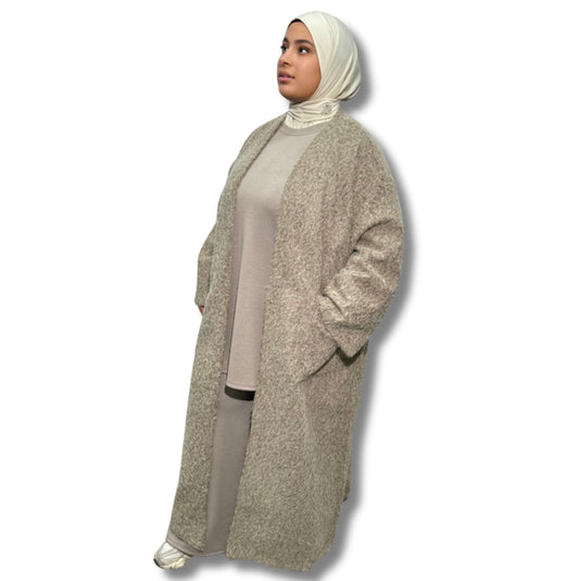 Long fluffy coat - TAUPE