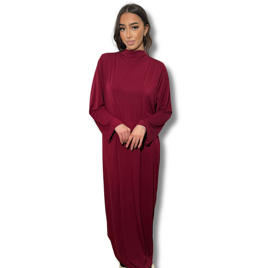 JERSEY PREMIUM DRESS - BURGUNDY